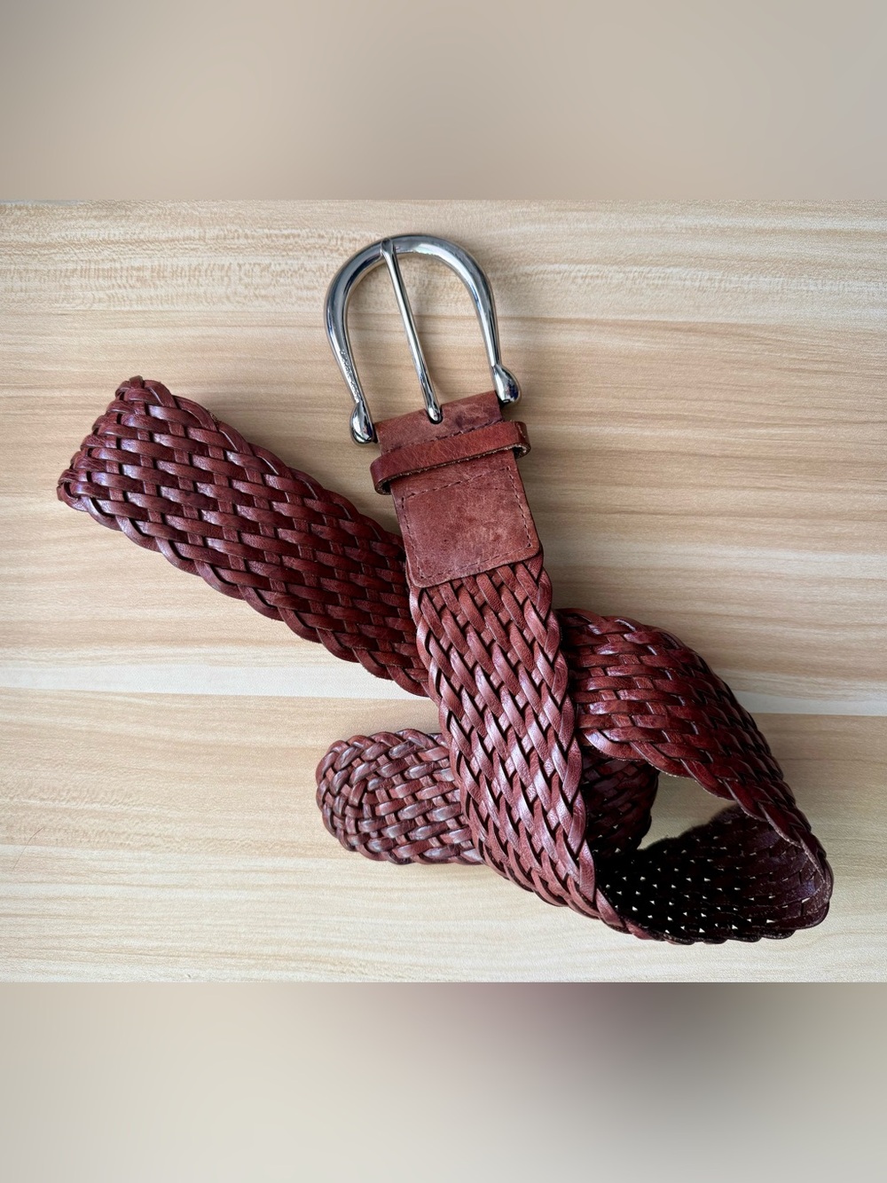 Michael Kors brown woven leather belt